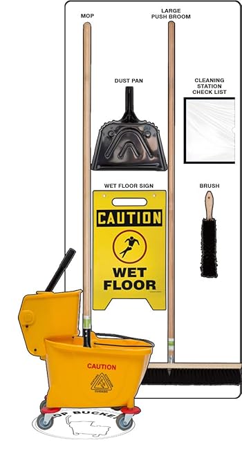 Accuform Clean & Mop Store-Board, White/White Shadow Board, 68"H x 30"W, Accu-Shield, PSB109WTWT