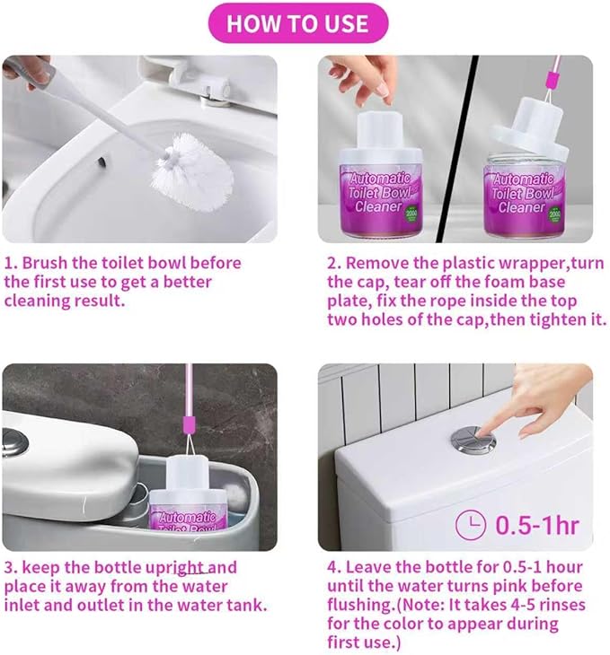 Toilet Bowl Cleaners, Toilet Cleaner, Automatic Long Lasting Continuous Toilet Bowl Cleaner, Prevent Stain Build Up Deep Clean, Each Pack for About 3 Months' Supply, Pink