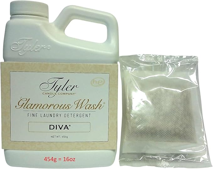 Tyler Candle Company Glamous Laundry Detergent, Diva 16 Fl Oz/w Glamorous Sachet Single Pouch