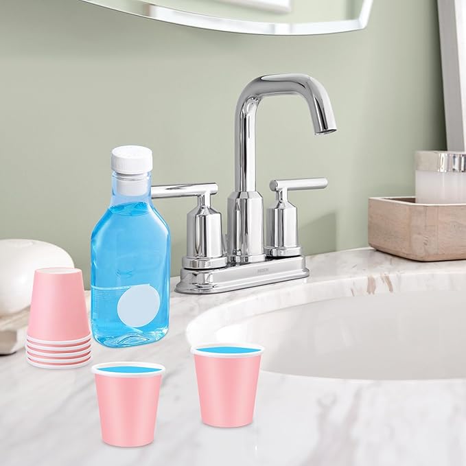 150 Pack 3oz Pink Paper Cups,Mouthwash Cups, Disposable Bathroom Cups,Small Paper Cups 3oz Ideal for Bathroom,Supermarket,Birthday Party,Picnic and BBQ