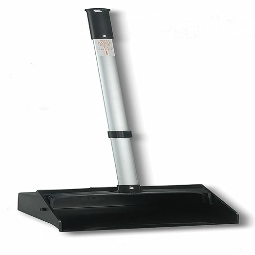 Genuine Joe Lobby Scope Dust Pan, 11.5" Wide Opening with 30" Aluminum Handle, Black/Silver, Pack of 6