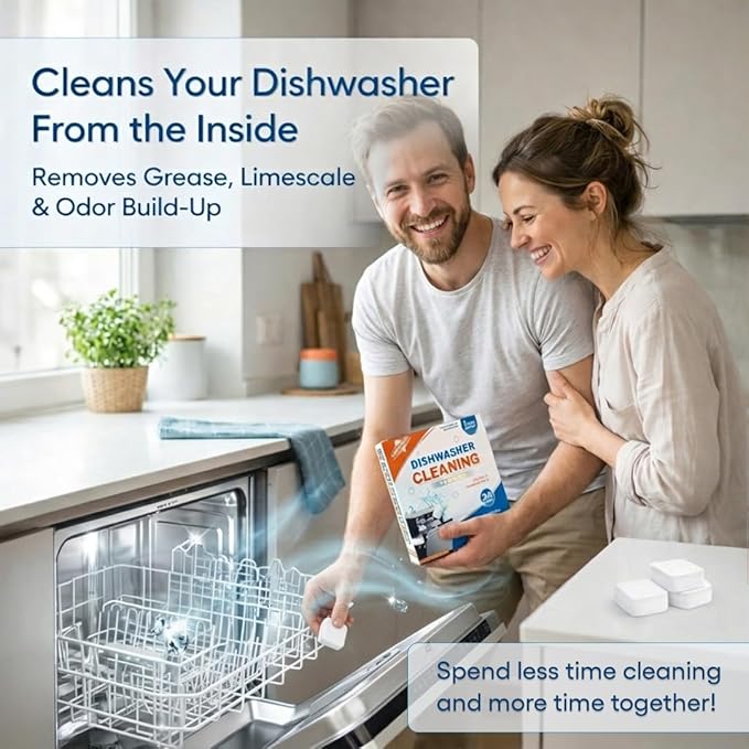 Dishwasher Cleaner Tablets – Deep Cleaning & Descaler Tablets for Dishwashers, Removes Grease, Limescale & Odors, Freshens & Maintains Performance (24 Count)