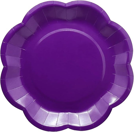 Purple Plates Party Supplies,9 inch Purple Paper Plates Disposable Scalloped for Birthday Cake Plate Baby Shower Dinner Wedding Dessert Party