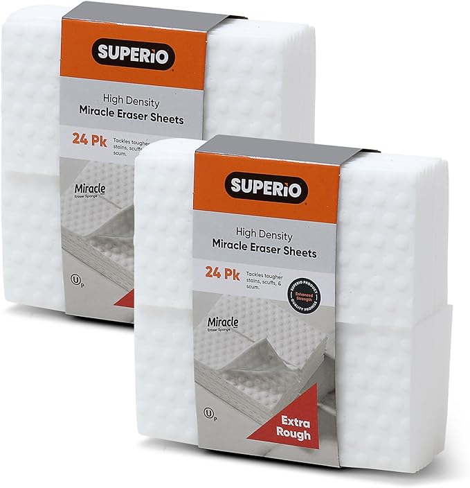 Superio High Density Miracle Eraser Sheets - 288 Count - Extra Durable Cleaning Pads with Convex Dots for Heavy Duty Cleaning