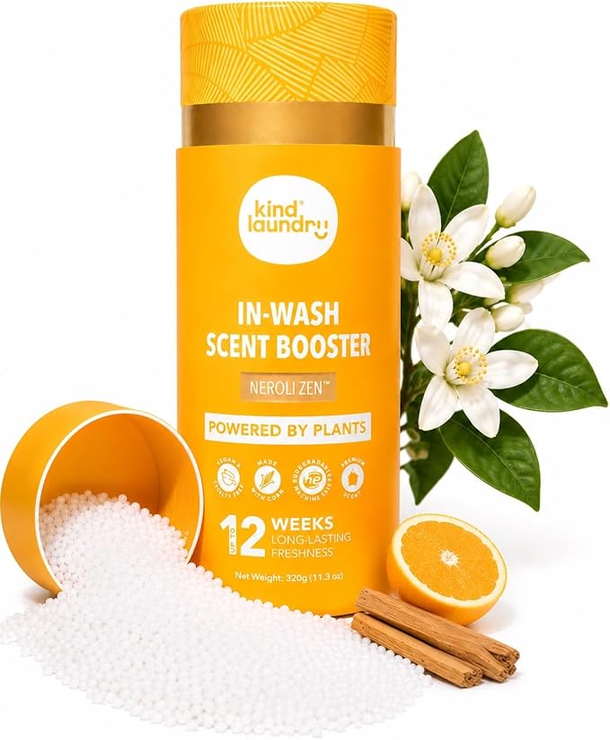 Kind Laundry In Wash Scent Booster Beads - Neroli Zen - 100% Plant Based - Natural Laundry Booster Beads & Smell Deodorizer - Environment Friendly Odor Eliminator for Clothes (320 grams)