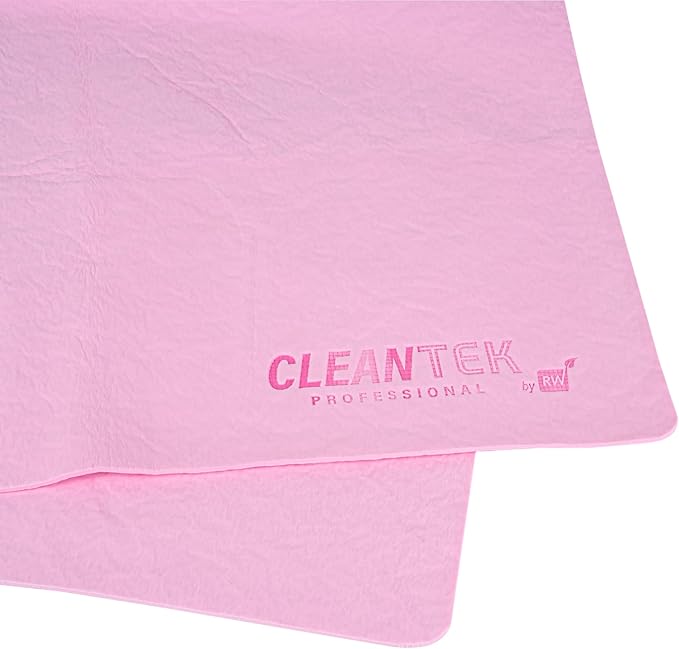 Restaurantware-Clean Tek Professional 25.2 x 16.9 Inch Chamois Cloth, 1 Reusable Microfiber Towel - Storage Tube Included, Absorbent, Pink PVA Microfiber Cleaning Rag, for Windows Or Cars