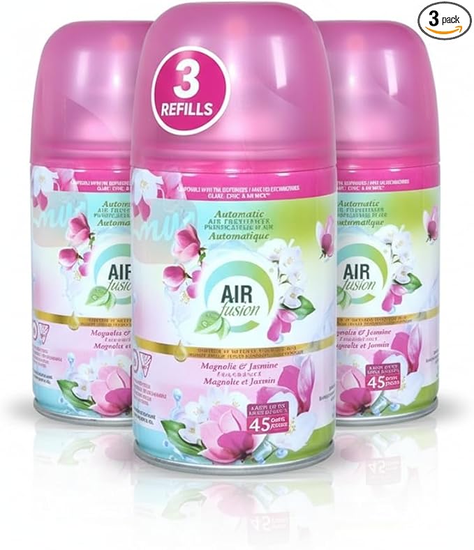 Automatic Spray Air Freshener Refill, Aerosol, Magnolia & Jasmine, 5 Ounce, 3 Pack (Magnolia & Jasmine, 3 Pack)