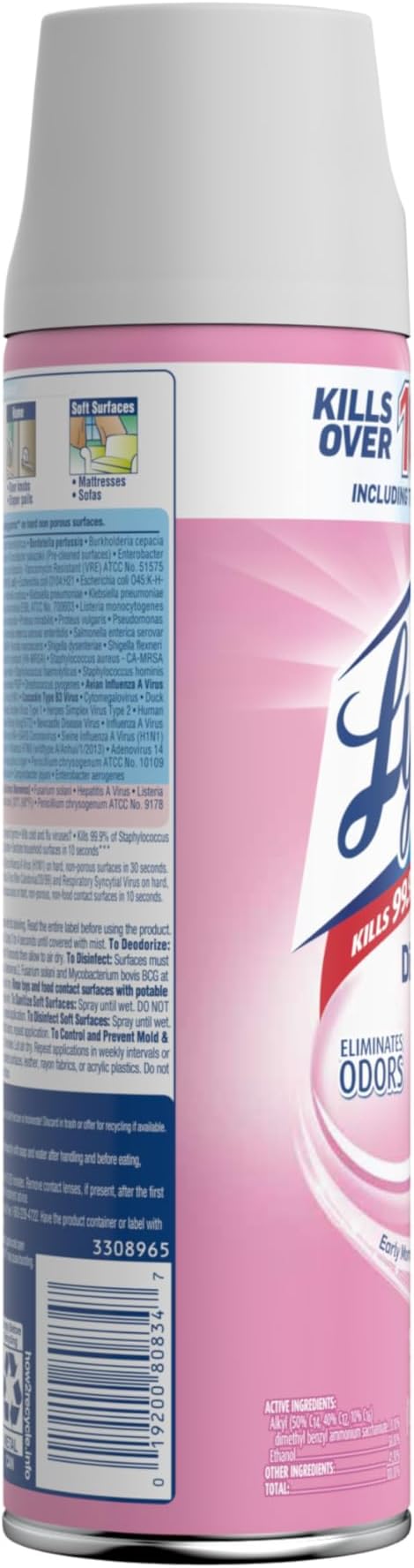 Lysol Disinfectant Spray, Household Cleaning Supplies, Disinfecting Multi-Purpose Room Spray, Antibacterial Sanitizer, Deodorizer, Kills Hantavirus, Early Morning Breeze, 19 Fl Oz