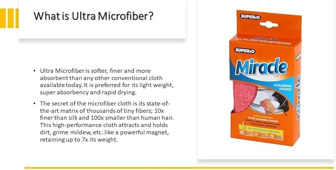 Miracle Microfiber Scrubbing Sponge, Red Extra Scrubbing Power Kitchen Sponge, Sink, Pot, Pan and Dish Washing, Super Absorbent and Rapid Drying. by Superio