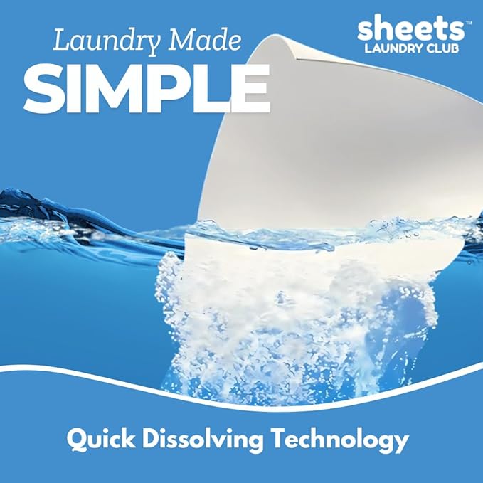 Sheets Laundry Club - Liquidless Laundry Detergent Sheets, 100 Loads - Lavender Scent, Eco-Friendly, Quick-Dissolving Formula, Hypoallergenic, Septic Safe, Plastic-Free Packaging - 50 Sheets