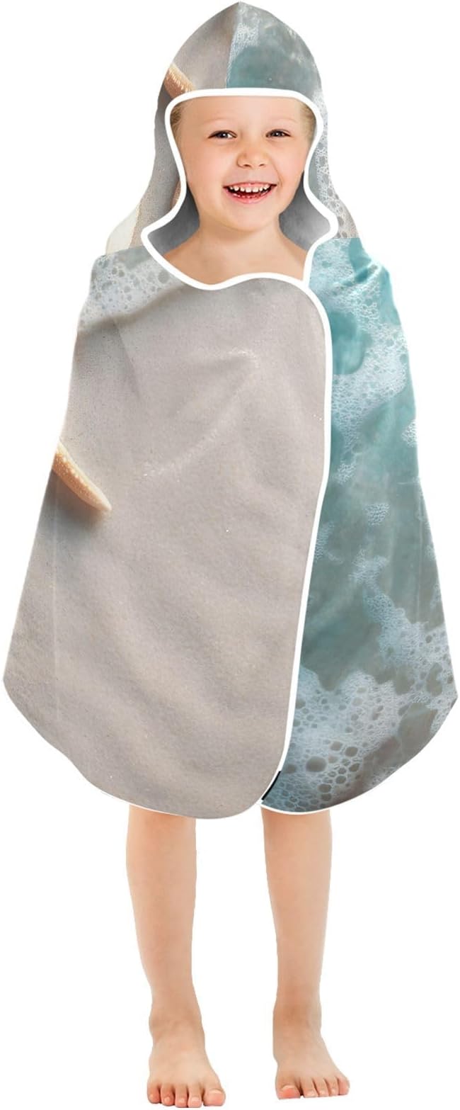 SUABO Kids' Bath Towels Sea Beach Hooded Towels for Boys Girls,Toddler Towels Multi-Purpose for Beach,Pool and Bathroom,23.5" x 50", Soft and Highly Absorbent
