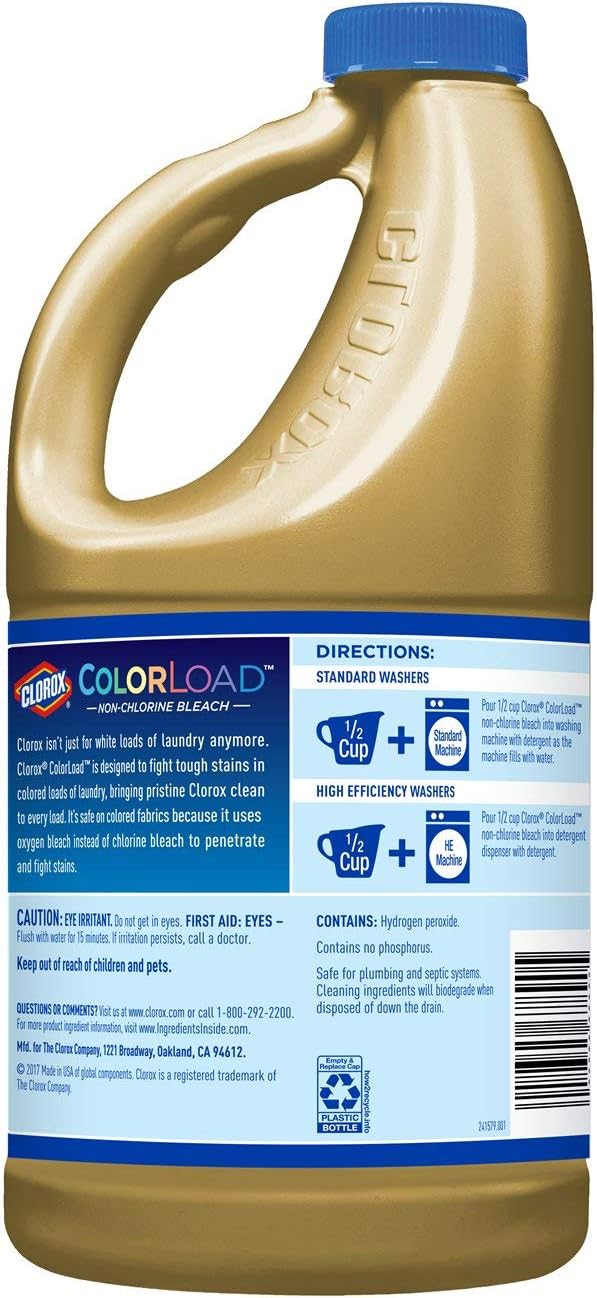 Clorox ColorLoad Non-Chlorine Bleach, 60 Ounce Bottle, Pack of 2, 120 Ounces Total