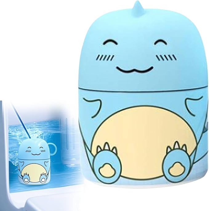 Cute Dinosaur-Shaped Toilet Bowl Cleaner Bottle, Toilet Cleaner & Toilet Deodorizer Wonder, Bathroom Toilet Tank Cleaner with Ocean, Jasmine, and Peach Scent, One Bottle Lasts for 90 Days (Blue)