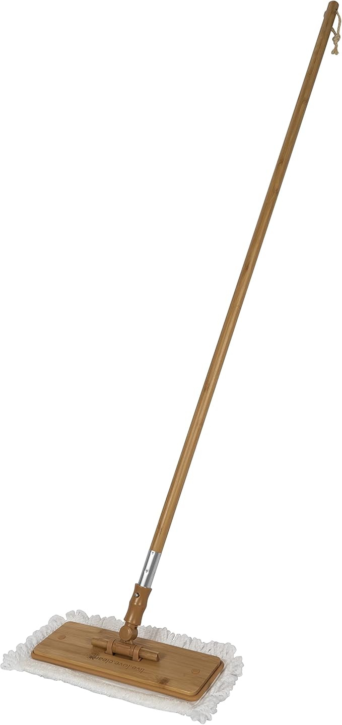 Harper Live.Love.Clean. Bamboo 2-in-1 Smooth Surface Wet/Dry Dust Mop with (2) Washable Pads for Cleaning Dust, Pet Hair & Fine Dry Dirt