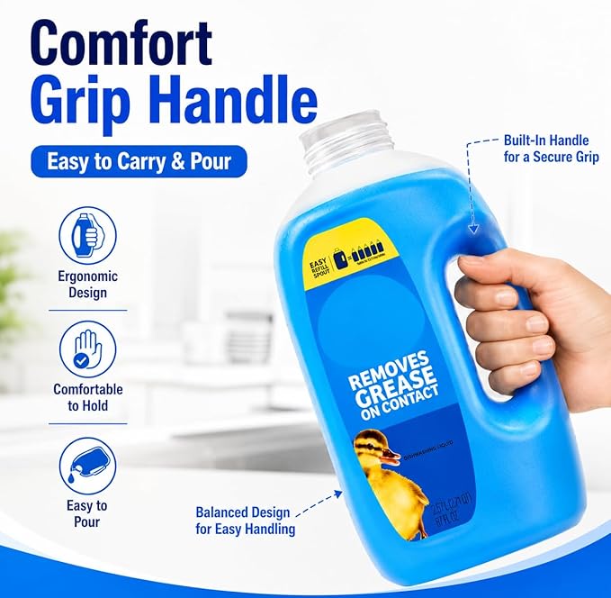 Dishwashing Liquid Refill Jug, Scent Dish Soap, Large 87 fl oz Kitchen Cleaning Liquid with Easy Pour Bottle Design