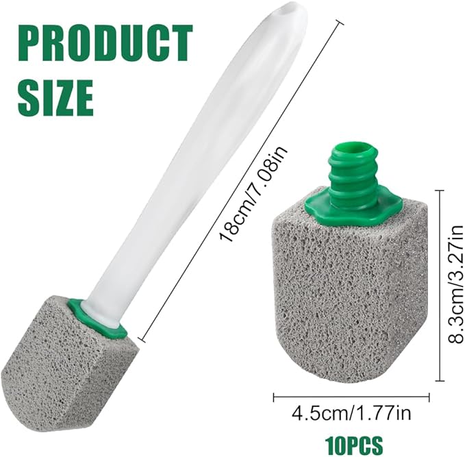 AUAUY 10 Pack Pumice Stone with Handle, Toilet Bowl Pumice Stone for Cleaning, Hard Water Toilet Ring Remover, 2 Cleaning Handle + 10 Pumice Stones for Cleaning Toilets, Bathtubs, Grills, Kitchen Sink