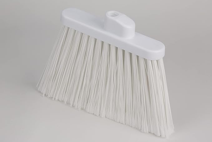 SPARTA 41082EC02 Plastic Color Coded Broom, Flagged Bristles, Long Broom With Angled Head For Large Debris, 56 Inches, White