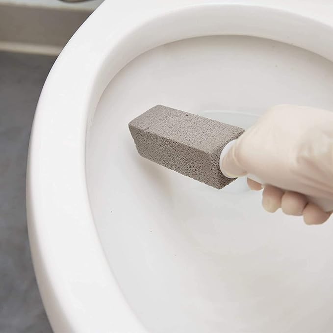 PUMIE Toilet & Tile Pumice Cleaner, Pumice Stick with Handle, Multi-Function Toilet Bowl Ring Remover by US Pumice, Bath-8, Pack of 4