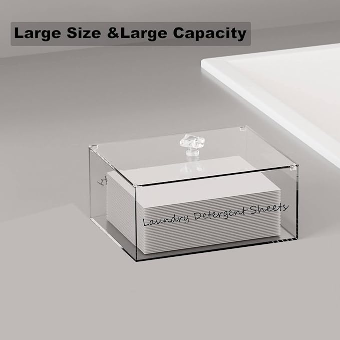 Acrylic Laundry Detergent Sheets Dispenser with Lid, Laundry Detergent Sheets, Storage Box for Laundry Laundry Storage Containers and Decor