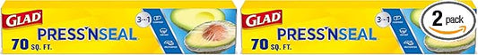 Glad Press'n Seal Plastic Food Wrap | 70 Square Foot | Roll | Pack of 2