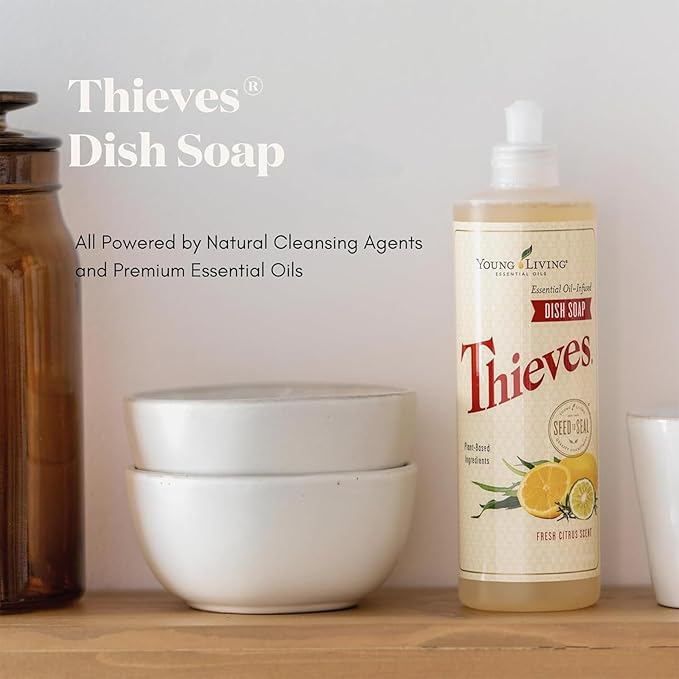 Young Living Thieves Dish Soap | 16 oz | Plant Based Dishwashing Liquid | Formulated with Lemon, Premium Essential Oils, and Water | Gentle on Hands | Ideal for Cleaning Dishes | 2 Pack