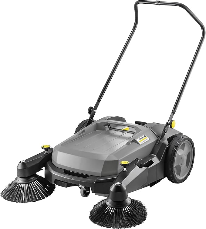 KÄRCHER Pro Walk Behind Outdoor Push Sweeper, KM 70/20 C 2SB, Two Bristle Brushes, Sweeps up to 20,000 ft²/h - 11 Gallon Capacity - for Commercial Use in Warehouses, Workshops, and More