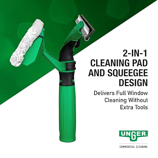 Unger Commercial VisaVersa Window Cleaning Washer and Squeegee Pro Tool 18”/45cm - 2-in-1 Design with Microfiber Pad for Window Cleaners - VV450