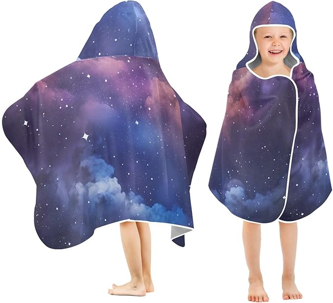 Hooded Towel for Kids Dream Starry Sky with Clouds Beach Wrap Bath Towels 50x23.5in