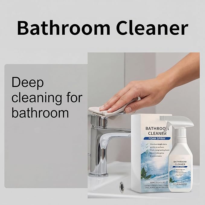 300ML Scale Remover Bathroom Cleaner, Scale Removal Bathroom Cleaner, Powerful Scale Remover, Bathroom and Shower Foamer Aerosol, Suitable for Tiles, Glass, Stainless, Steel, Natural Stone (1PC)