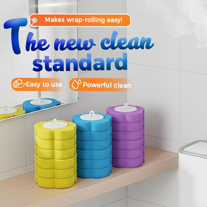 Disposable Toilet Cleaning System: Toilet Brush & Holder Kit with 18PCS Pre-Soaked Cleaner Wall-Mount Scrubbing Toilet Brush Bathroom Cleaning Kit (36-Pack Mixed Brush Heads)