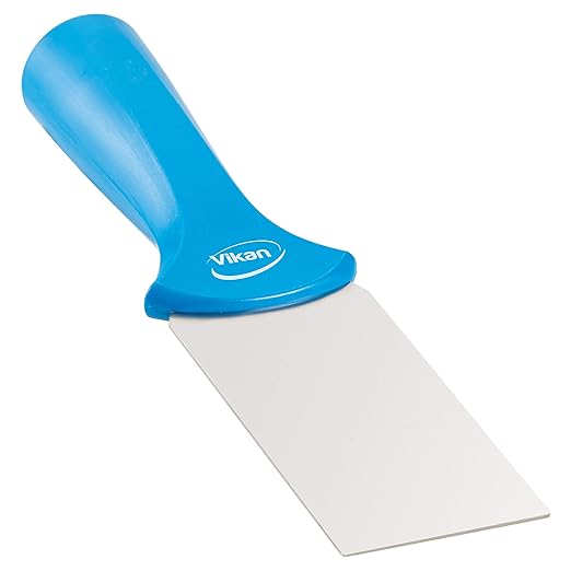 Vikan 40103 2” Stainless Steel Handle Mounted Scraper, Blue