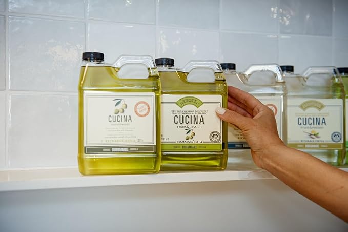 Fruits & Passion Cucina Concentrated Dish Soap Refill – Coriander & Olive Tree, Gentle Liquid Dishwashing Detergent with Olive Oil, Vegan & Eco-Friendly Formula, 1 Liter (33.8 fl oz)