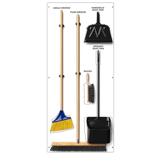 Clean & Sweep 5S Shadow Board/Wall Mount Broom Holder, 68" x 30" Board, 5S Cleaning Station - with Broom and Dustpan Set Included, Made in The USA by AccuformNMC, White/White, PSB116WTWT