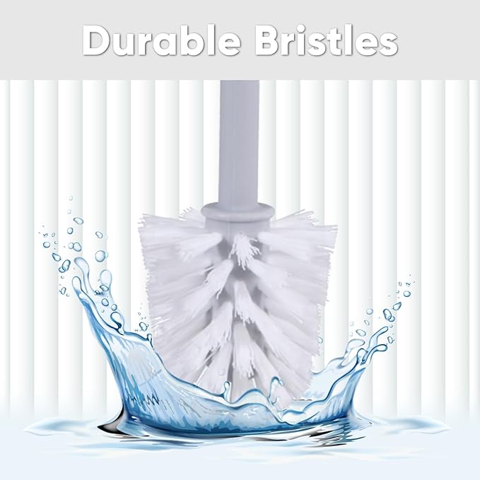 Eco-Friendly Decorative Plastic Toilet Bowl Brush and Holder Set, (1 Pack) Cleaner Scrubber for Bathroom - Ribbed Design