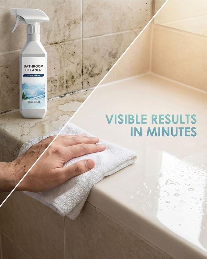 Scale Remover Bathroom Cleaner, 3.38OZ Bathroom Cleaner Foam Spray for Shower, Glass, Tiles, Stainless Steel, Glass and Toilet