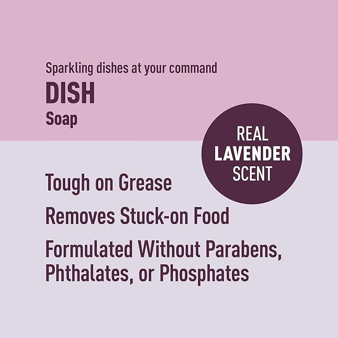 Amazon Brand - Presto! Liquid Dish Soap, Lavender Scent, Cuts Grease & Grime, Concentrated Formula, 30 fl oz, Pack of 2