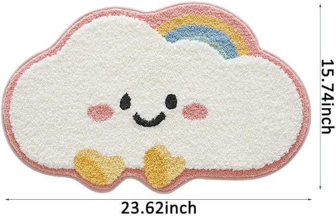HYST Cloud Bathroom Rug - Tufted Super Absorbent & Non-Slip Bathmat, Machine Washable Plush Mat for Kids Room, Nursery, Bathroom Decor(Pink, 15.74x23.62 inch)