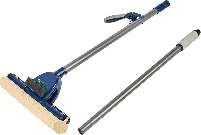 Restaurantware-Clean Tek Professional Self Wringing Mop, 1 Absorbent Sponge Mop - 48 Inch Handle, Secure Attachment, Blue Cellulose Sponge, For Floor Cleaning Bathrooms, Kitchens, And More