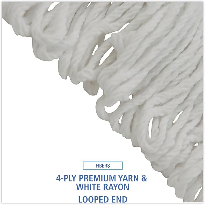 Boardwalk Pro Loop Web/Tailband Wet Mop Head, Rayon, #24 Size, White, 12/Carton
