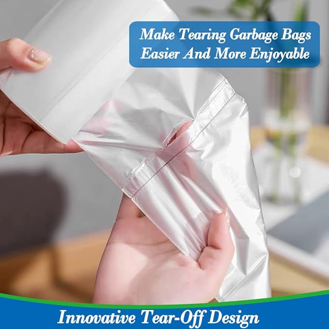 6 Gallon 70 pcs Clear Trash Bags Strong Clear Garbage Bags, Bathroom Trash Can Bin Liners, Plastic Bags for Office Home Kitchen, Fit 6 gallon,7 gallon Waste Basket Liner 5,6,7 Gal(6G70-Clear)