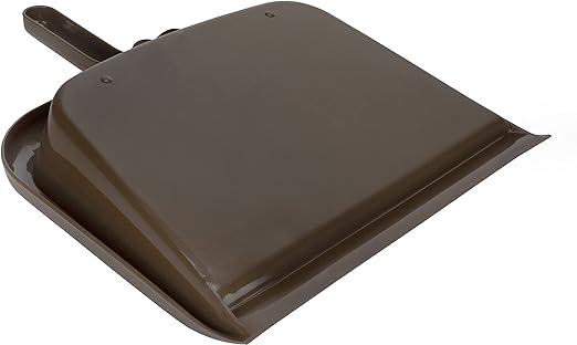 SPARTA Large Handheld Dustpan with Hanging Hole, Heavy-Duty Plastic Dustpan with Wide Lip for Countertops and Surfaces, Plastic, 10 Inches, Brown