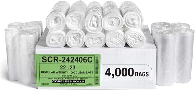 Aluf Plastics 6-8 Gallon Trash Bags Source Reduction Series Value High Density 6 MICRON (equiv) gauge - Intended for Home, Office, Bathroom, Paper, Styrofoam (Pack of 4000)