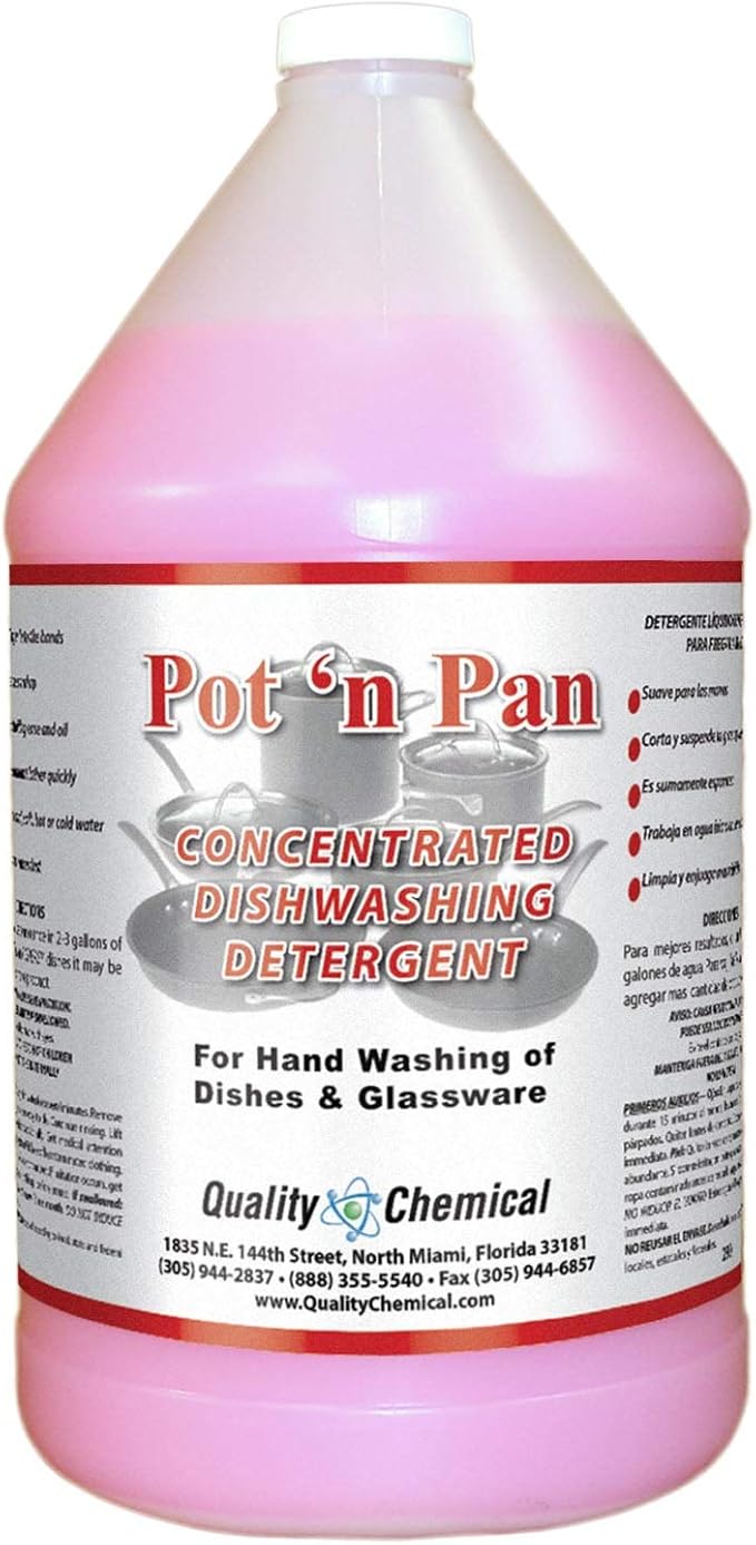 Quality Chemical Pot 'N Pan Dish Soap Liquid - Sparkling Clean - Effective Cleaning for Dishes, Pots, and Pans - 128 oz (Pack of 1)