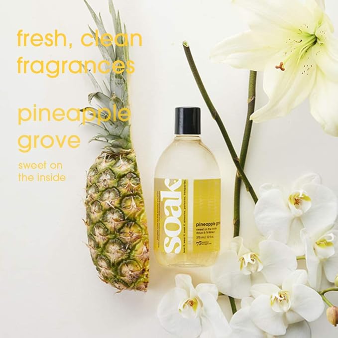 Soak Laundry Soap – No Rinse, Plant Derived Hand Wash Detergent - 375 ml / 12 fl. oz, 75+ Washes (Pineapple)