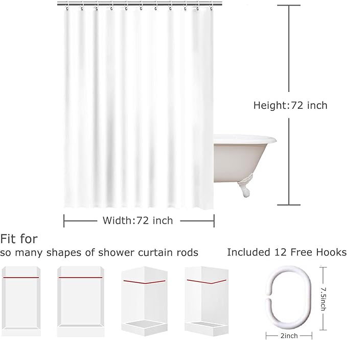 RosieLily Fish Shower Curtain, Kids Shower Curtains Set with 12 Hooks, Waterproof Shower Curtain, Cartoon Fun Fishes Bath Curtains, 72x72 ''