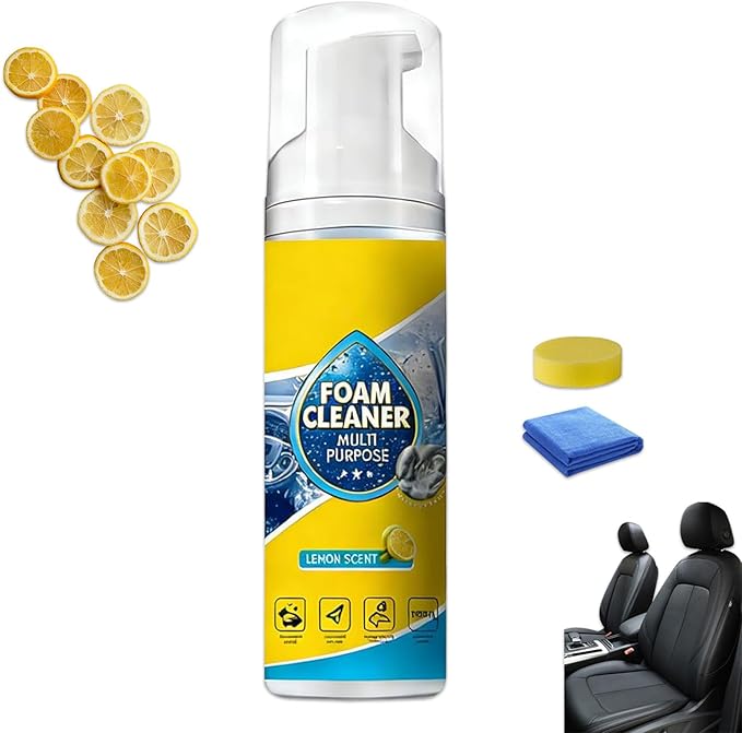 Powerful & Multipurpose Car Interior Foam Cleaner, All-Purpose Rinse-Free Foam Cleaner Spray, Car Seat Cleaner Spray Foam, Deep Penetration Rich Foaming Stain Remover (1PCS, 150ML)