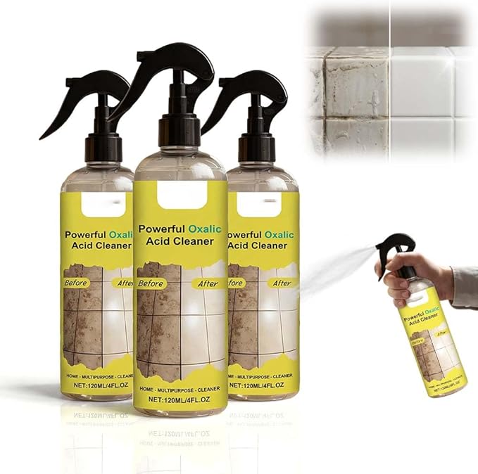 Powerful Oxalic Acid Cleaner, 2026 New Oxalic Acid Cleaner for Bathroom,120ml, Spray Bottle, Suitable for Cleaning Bathrooms, Toilets, and Floors (3PCS)