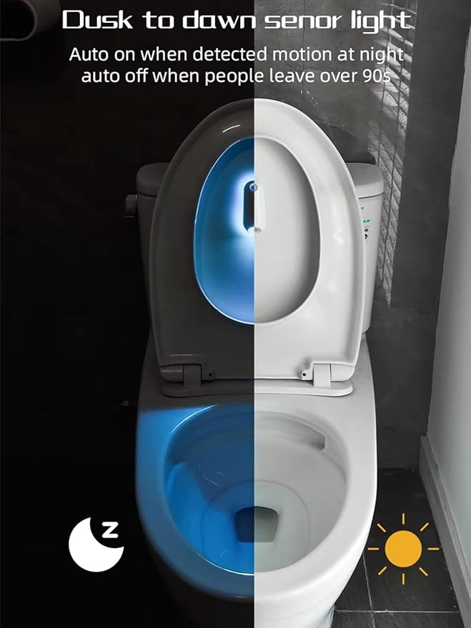 Toilet Light UV Sanitizer with Night Light Motion Activated Sterilizer Sensor Self Cleaning USB Rechargeable Motion-Activated Smart Toilets Seat Odor Easy Tool-Free Installation for Toilet(2PCS)