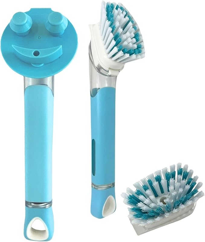 The Original Smiling Handle with Soap Dispensing by Smilyeez for The Smiling Sponge & Smilyeez Dishwand Combo (Light Blue)