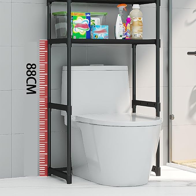 3-Tier Over the Toilet Storage, Metal Bathroom Shelve, Over Toilet Bathroom Organizer Storage Rack, Space Saver Freestanding Shelf for Restroom Laundry Balcony Room